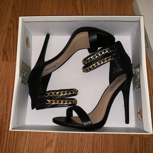 Black Heels with Gold Chain Ankles